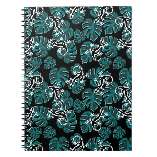 Caderno Espiral Salamander e Green Leaf Pattern (Frente)
