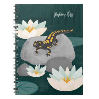 Caderno Espiral Salamandra de fogo do Lago Midnight personalizada