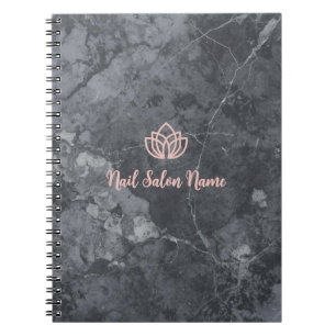 Caderno Espiral Salão de Unhas Personalizadas de Mármore de Luxo c