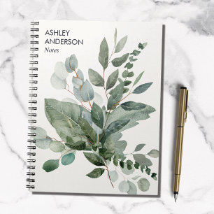 Caderno Espiral Salas de Eucalyptus Tropicais em Aquarela