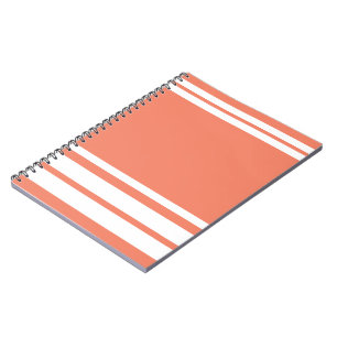 Caderno Espiral Salmão: Linhas Modernas em Branco