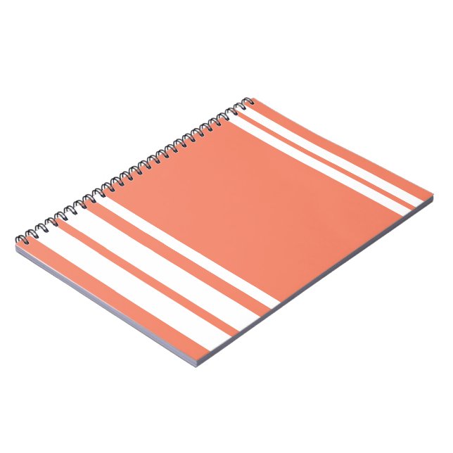 Caderno Espiral Salmão: Linhas Modernas em Branco (Left Side)