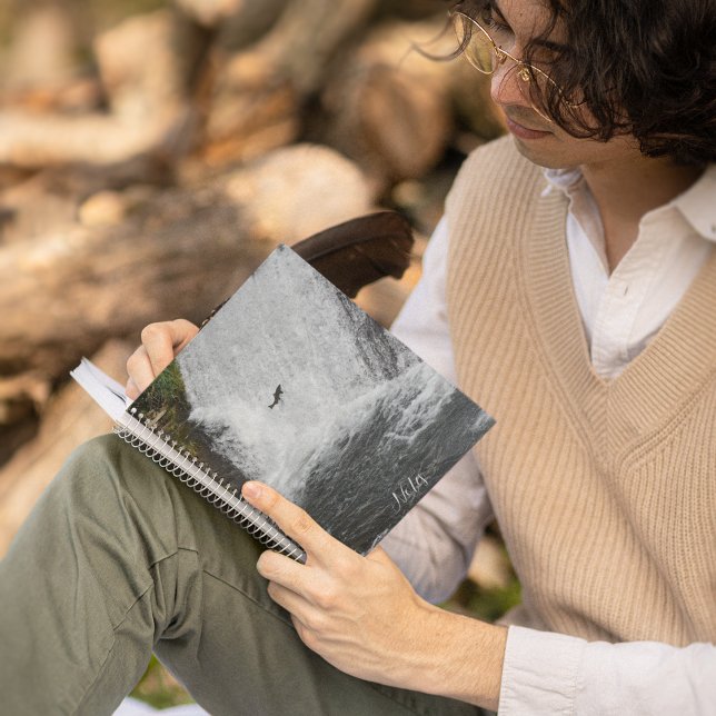 Caderno Espiral Salmão Salmão Pulando Waterfall (In Situ)