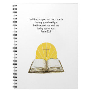 Caderno Espiral Salmo 32:8 Versículo Bíblico Diário Cristão