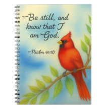 Salmo 46:10 Fique Calmo Cardinal Vermelho Escrito 