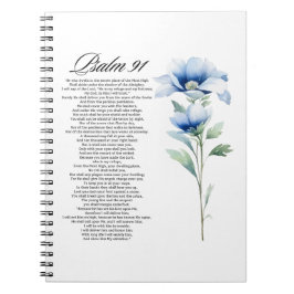 Caderno Espiral Salmo 91 Aquarela Flor Azul Escrituras Bíblicas