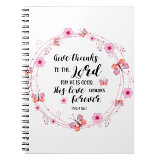 Caderno Espiral Salmos Bíblia Cristã Devocional Flora Versa Rosa