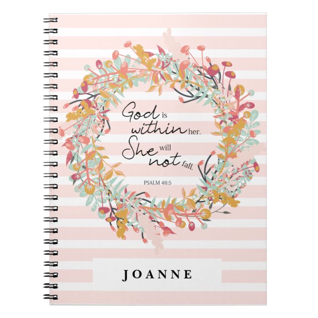 Caderno Espiral Salms notebook devocional mulheres coroa floral (Frente)