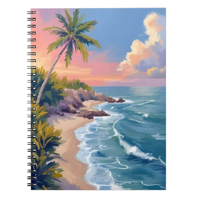 Caderno Espiral Saltwater Daydream | Ocean Coast Watercolor Sea (Frente)