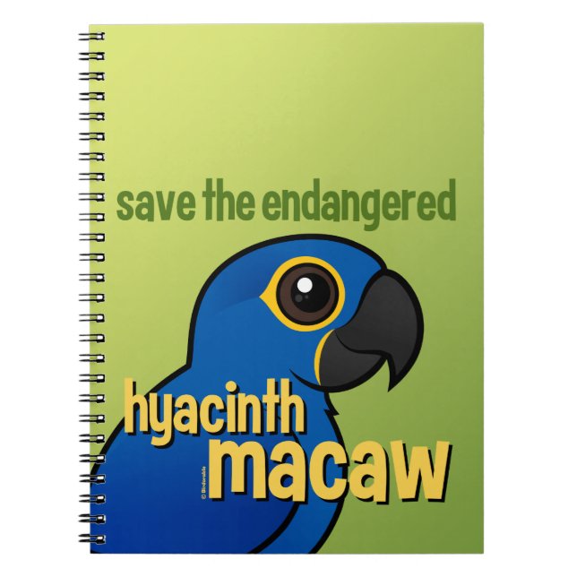 Caderno Espiral Salvar o Macaw psto em perigo do jacinto (Frente)