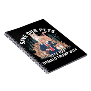 Caderno Espiral Salve Nossos Animais 2024 Presidente Trump Polític