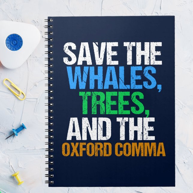 Caderno Espiral Salve o Oxford Comma Engraçado (Criador carregado)