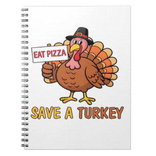 Caderno Espiral Salve Uma Turquia Coma Pizza Engraçado Ação De Gra