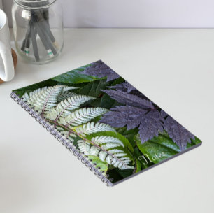 Caderno Espiral Samambaia Pintada Japonesa e Folhagem Floral