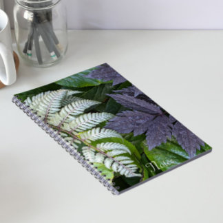 Caderno Espiral Samambaia Pintada Japonesa e Folhagem Floral