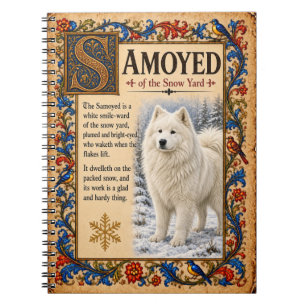 Caderno Espiral Samoyed, Arte de Bestiário Medieval