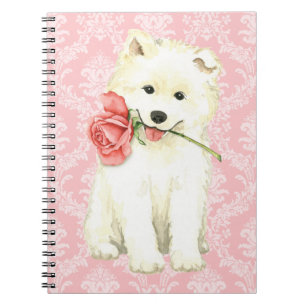 Caderno Espiral Samoyed cor-de-rosa dos namorados