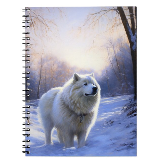 Caderno Espiral Samoyed Deixe Nevar Natal (Frente)