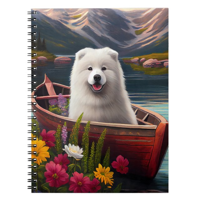 Caderno Espiral Samoyed em um Paddle: Uma Aventura Cênica (Frente)