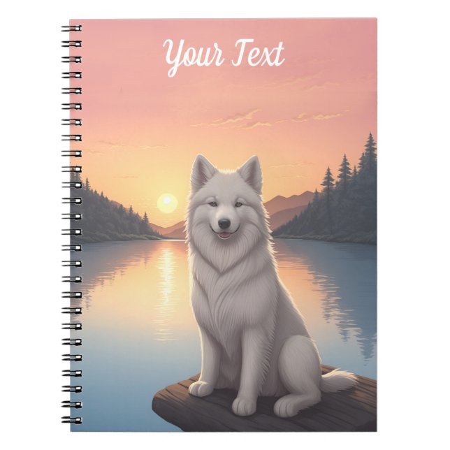 Caderno Espiral Samoyed junto ao lago (Frente)