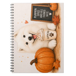 Caderno Espiral Samoyed Outono Abóbora