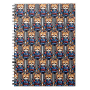 Caderno Espiral Samurai Cat Pixel Art