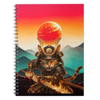 Caderno Espiral Samurai Cat Warrior Sunset Premium spiral Notebook
