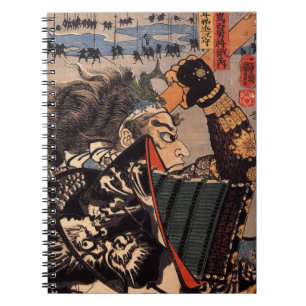 Caderno Espiral Samurai com a armadura bonita do dragão
