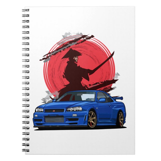 Caderno Espiral Samurai R34 Japonês Carro (Frente)