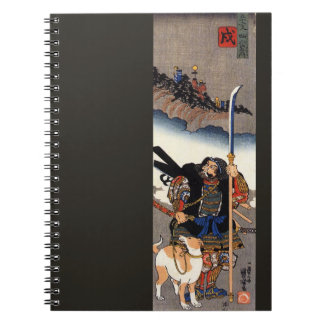 Caderno Espiral Samurai Warrior e seu cachorro - bloco de madeira