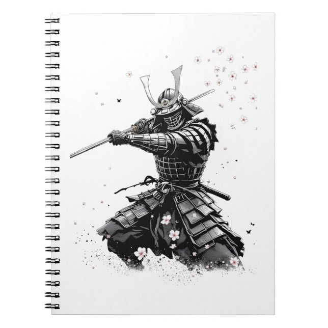 Caderno Espiral Samurai Warrior in Action Japanese Art Ceramic  (Frente)