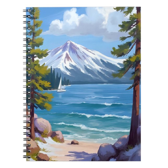 Caderno Espiral Sand Harbor Beach Lake Tahoe Painting (Frente)