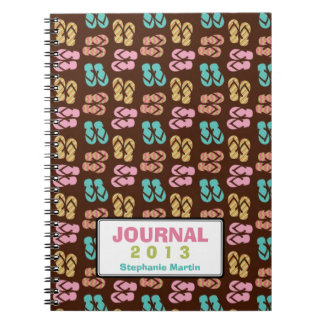Caderno Espiral Sandalia de chinelo escuro de verão personalizada