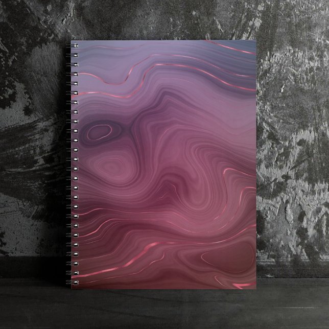 Caderno Espiral Sangria Strata | Moody Pink e Purple Luxe Agate (Criador carregado)