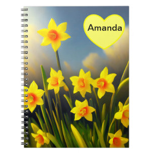 Caderno Espiral Sangue iluminado por sol: narciso Ouro na glória d