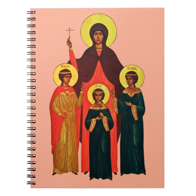 Caderno Espiral Santa Sofia e Suas Filhas As Virtudes Eternas (Frente)