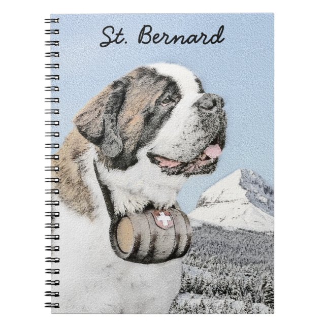 Caderno Espiral Santo Bernard Painting - Arte Cachorra Original (Frente)