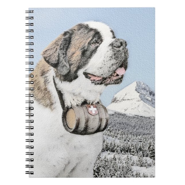 Caderno Espiral Santo Bernard Painting - Arte Cachorra Original (Frente)