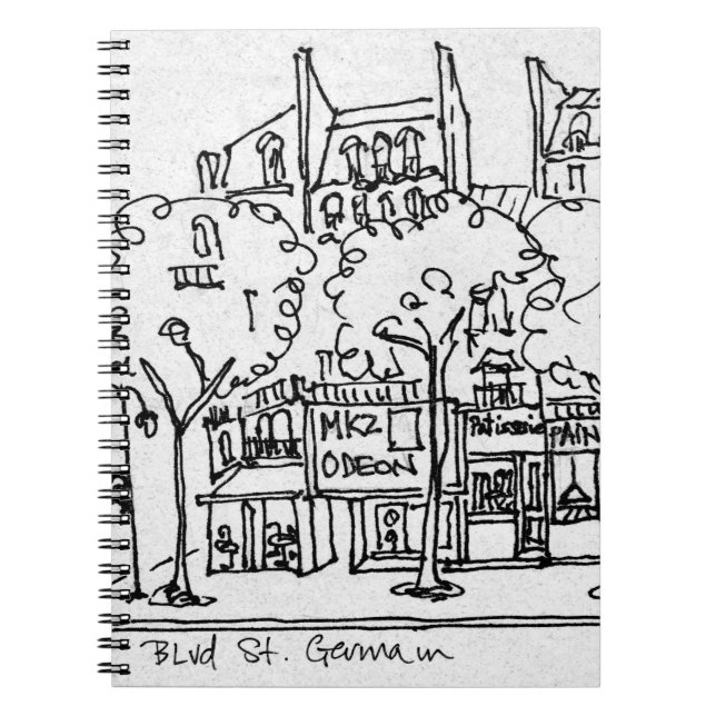 Caderno Espiral Santo-Germain-des-Pres| Paris, França (Frente)