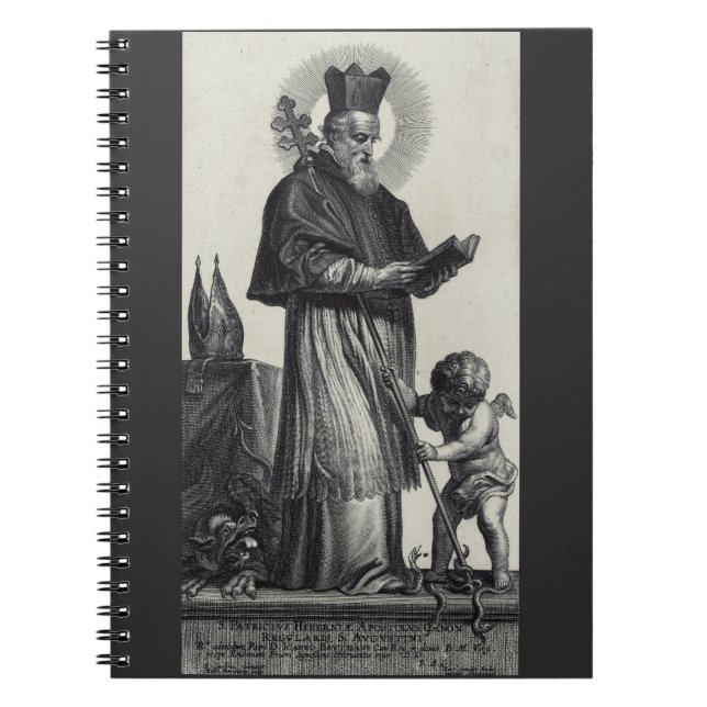 Caderno Espiral Santo Patrício Apóstolo da Irlanda Arte Monocromát (Frente)