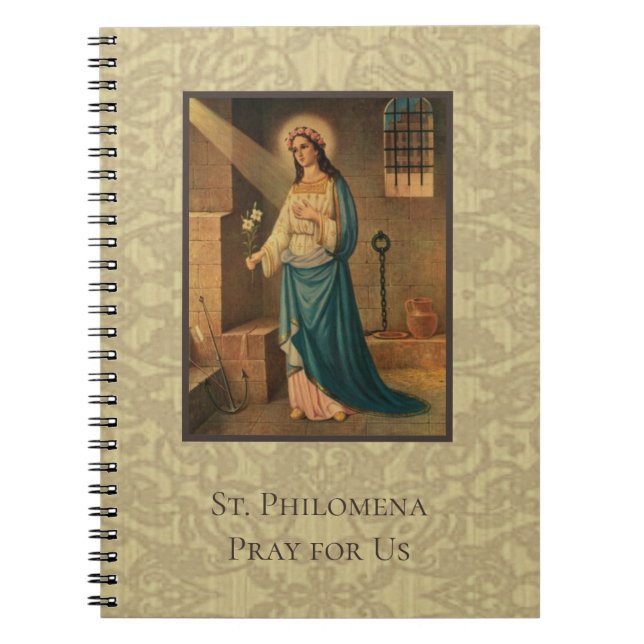 Caderno Espiral Santo poderoso do St. Philomena com deus (Frente)