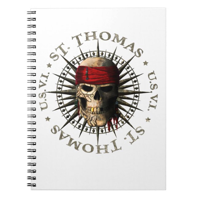 Caderno Espiral Santo Thomas USVI Pirate Skull (Frente)