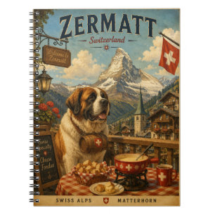 Caderno Espiral São Bernardo em Zermatt Arte de Viagem Vintage