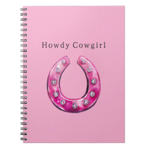Caderno Espiral Sapatilha De Cavalo De Cowgirl Rosa Falsa Joia