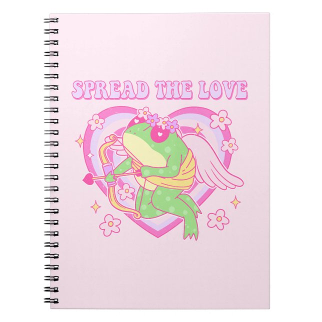 Caderno Espiral Sapo Cute Cupid - Espalhe o Amor (Frente)