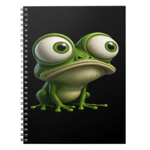 Caderno Espiral Sapo de Desenho Animado de Olhos Grandes