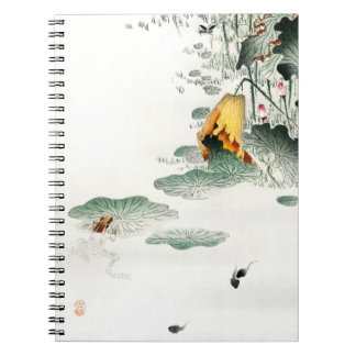 Caderno Espiral Sapo e girinos por Ohara Koson, japonesa Nature,