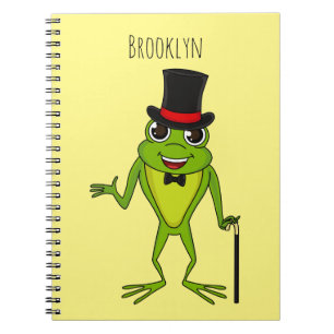 Caderno Espiral Sapo engraçado com um desenho de chapéu superior