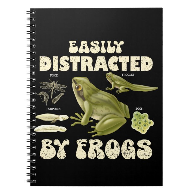 Caderno Espiral Sapo Engraçado, Facilmente Distraído Por Sapos (Frente)