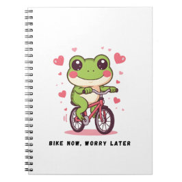 Caderno Espiral Sapo Fofo Andando de Bicicleta | Presente Divertid